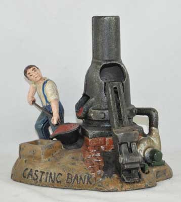 CASTING FURNACE MECHANICAL BANK COLORFUL CAST IRON