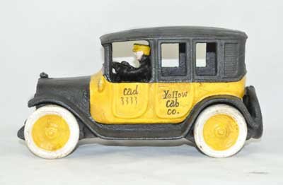 COLORFUL YELLOW CAB CAR CAST IRON
