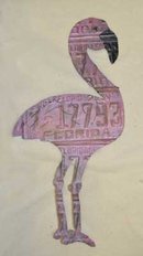 FLAMINGO AUTO LICENSE PLATE TAG ART