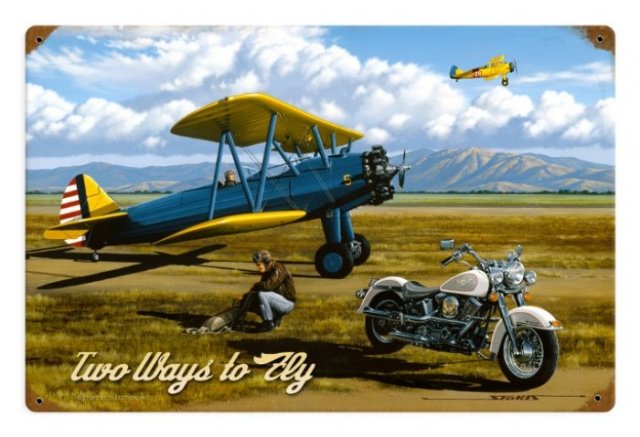 TWO WAYS TO FLY VINTAGE STYLE SIGN 18