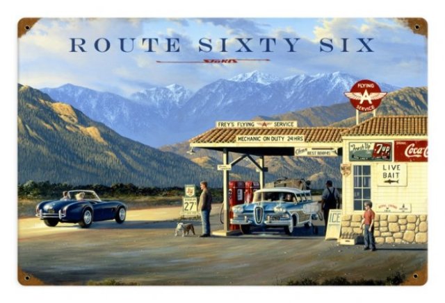 ROUTE 66 EDSEL FLYING A COCA-COLA VINTAGE STYLE METAL SIGN 18