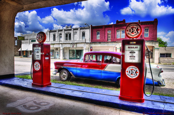 DIAMOND DX GAS STATION METAL SIGN 56 CHEVROLET ROUTE 66