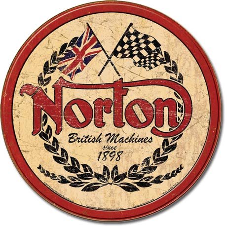 NORTON BRITISH MACHINES ROUND METAL SIGN