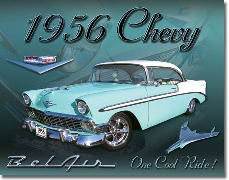 1956 CHEVROLET BELAIR 2 DOOR HARDTOP METAL SIGN