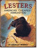 LESTERS AMERICA'S CHEAPEST AMMUNITION METAL SIGN