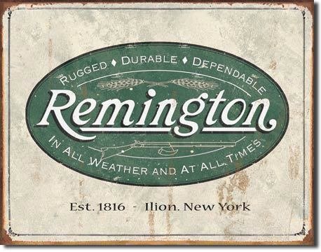 REMINGTON RIFLES PISTOLS SHOTGUNS VINTAGE REPLICA METAL SIGN