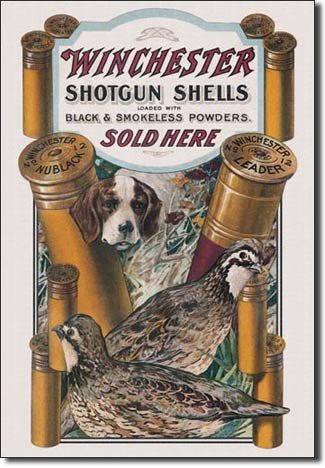 WINCHESTER SHOTGUN SHELLS DOG QUAIL METAL SIGN