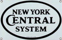 NEW YORK CENTRAL PORCELAIN ENAMEL STEEL SIGN