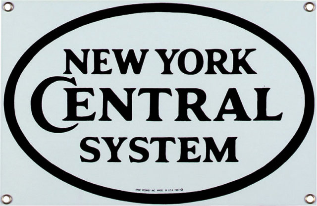 NEW YORK CENTRAL PORCELAIN ENAMEL STEEL SIGN
