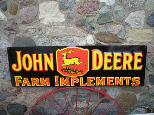 LARGE JOHN DEERE FARM IMPLEMENTS METAL SIGN