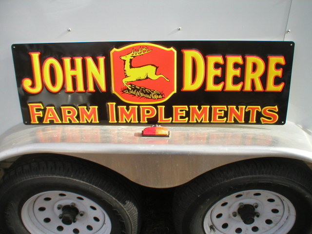 LARGE JOHN DEERE FARM IMPLEMENTS METAL SIGN