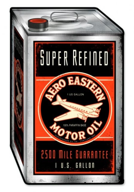 AERO EASTERN MOTOR OIL CAN CUSTOM SHAPE SQUARE CONTAINER METAL SIGN P