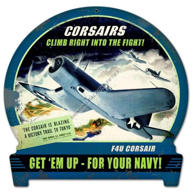 Navy Cosairs Climb Heavy Metal Sign