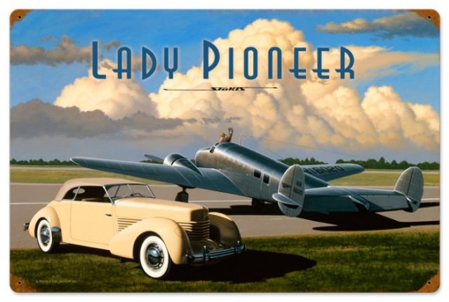 LADY PIONEER VINTAGE METAL SIGN P