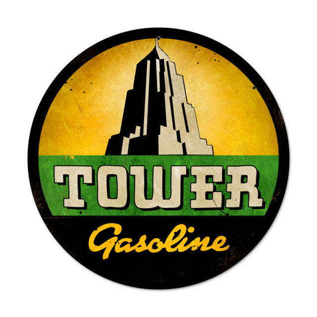 TOWER GASOLINE ROUND METAL SIGN