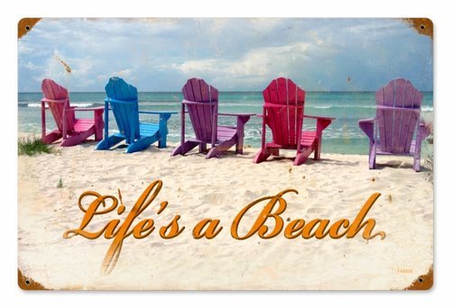 BEACH CHAIRS HEAVY METAL SIGN