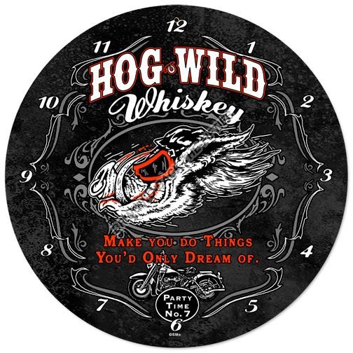 HOG WILD Metal Clock