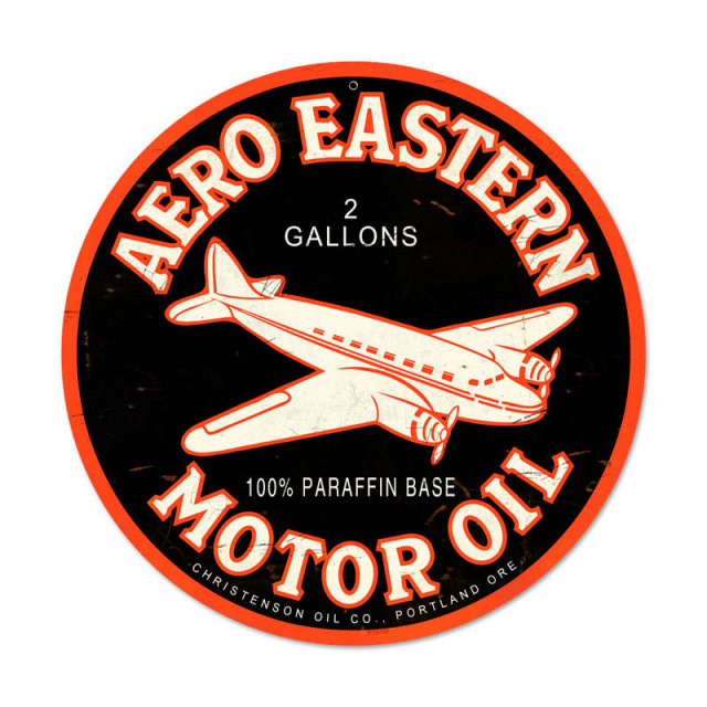 AERO EASTERN MOTOR OIL ROUND HEAVY METAL SIGN