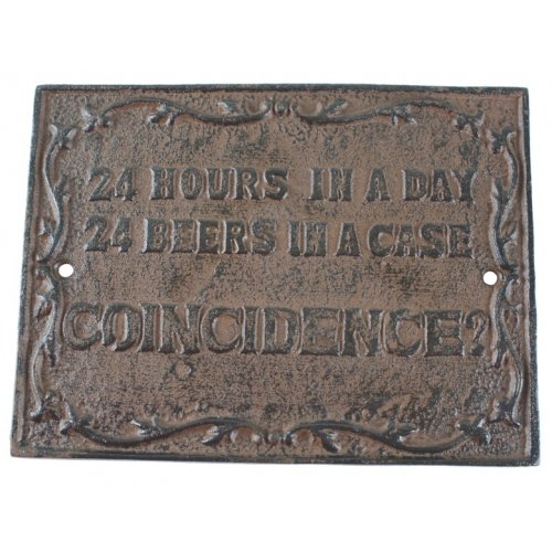 24 HOURS DAY CAST IRON RUSTIC SIGN