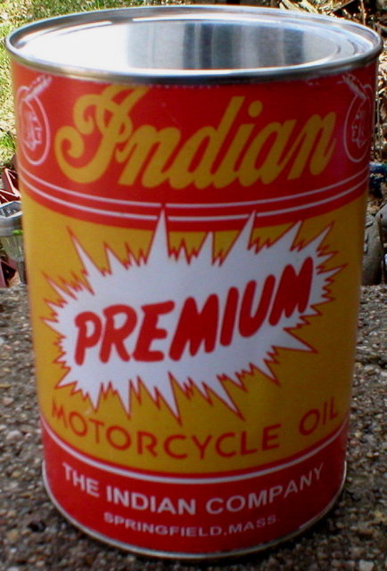 INDIAN PREMIUM MOTORCYCLE OIL CAN NEW EMPTY