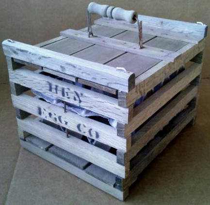 SMALL WOODEN HEN EGG COMPANY CRATE
