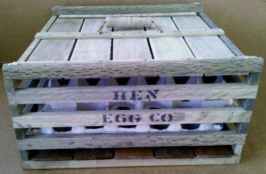 MEDIUM WOODEN HEN EGG COMPANY CRATE