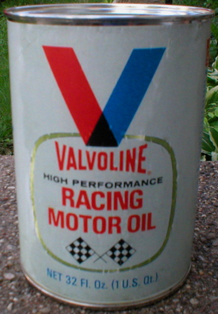 VALVOLINE RACING OIL CAN NEW EMPTY PAPER LABEL