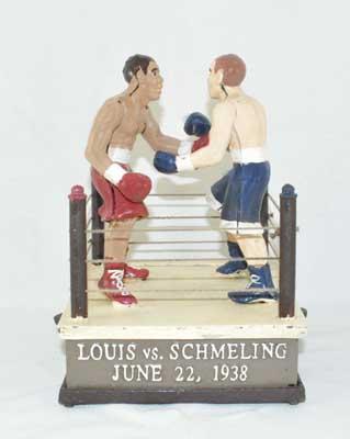 LOUIS SCHMELING BOXING MECHANICAL BANK CAST IRON