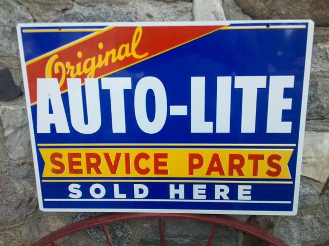 ORIGINAL AUTO-LITE SERVICE PARTS SOLD HERE HEAVY METAL SIGN