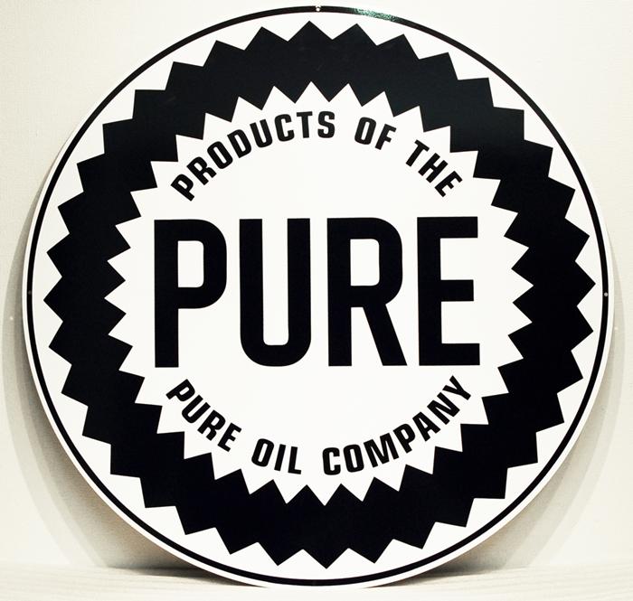 PURE OIL COMPANY LARGE ROUND METAL SIGN 30