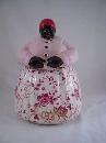 PORCELAIN MAMMY COOKIE JAR PINK TOP ROSE BOTTOM