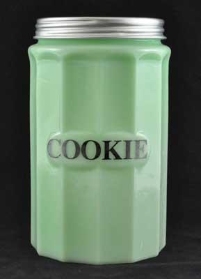 JADE JADITE JADEITE COOKIE CANISTER SCREW ON LID