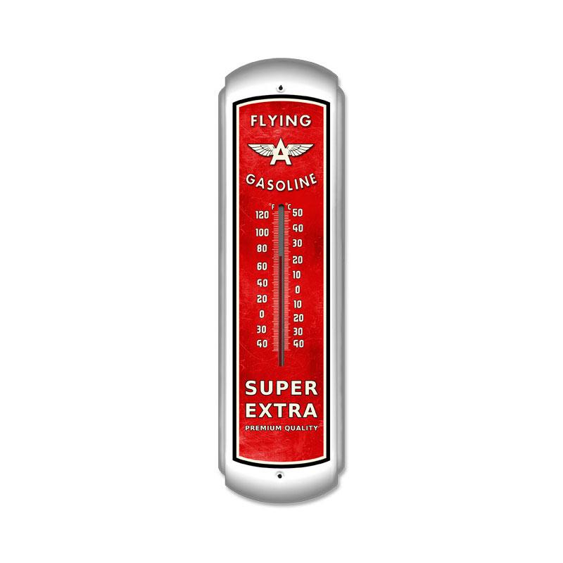 FLYING A LARGE METAL THERMOMETER