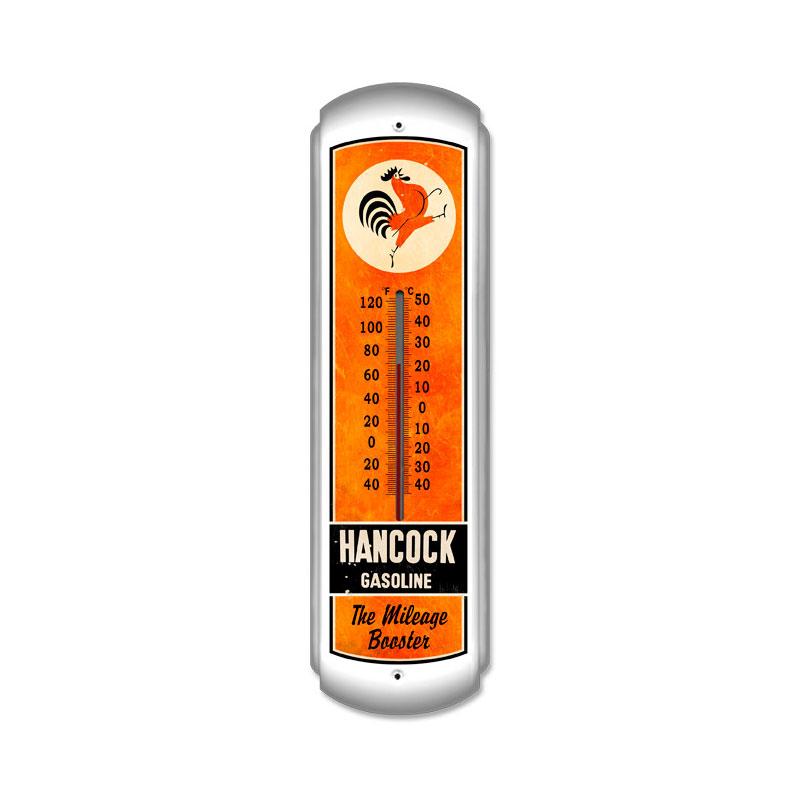 HANCOCK GASOLINE LARGE METAL THERMOMETER