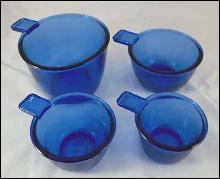 ONE SET FOUR COBALT MEASURING CUPS