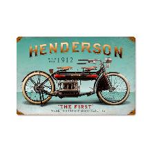 FIRST HENDERSON MOTORCYCLE 1912 HEAVY METAL SIGN
