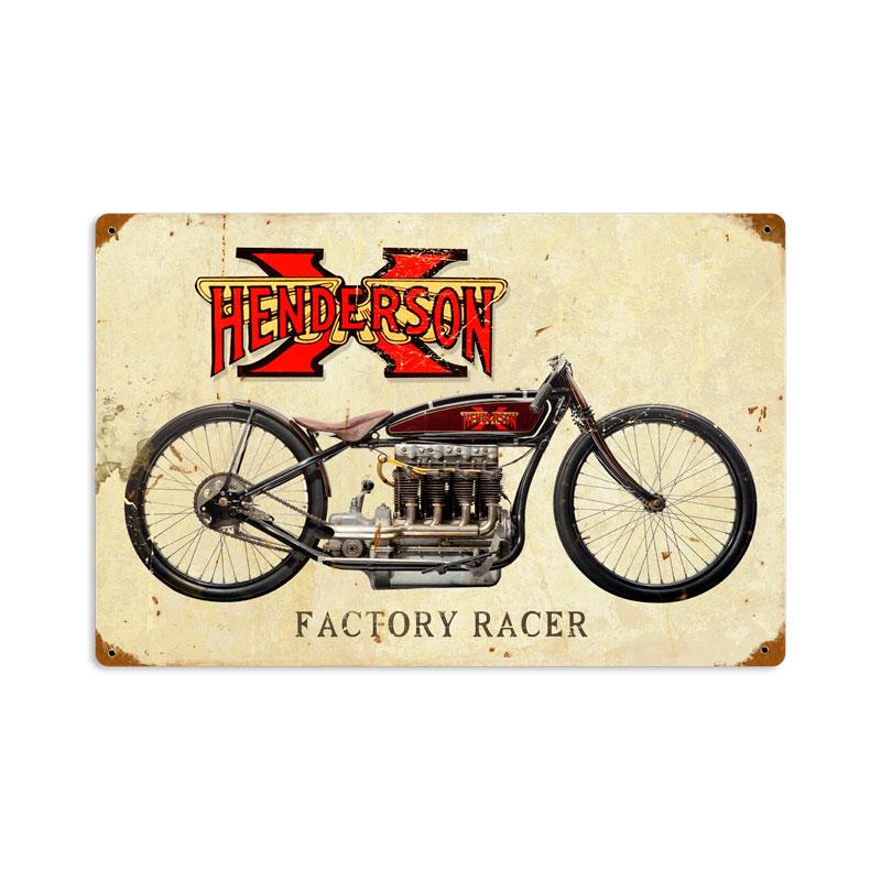 HENDERSON X FACTORY RACER MOTORCYCLE 1912 HEAVY METAL SIGN