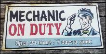 MECHANIC ON DUTY GAS STATION METAL SIGN