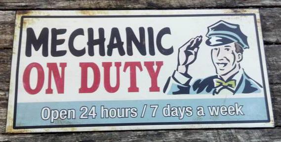 MECHANIC ON DUTY GAS STATION METAL SIGN