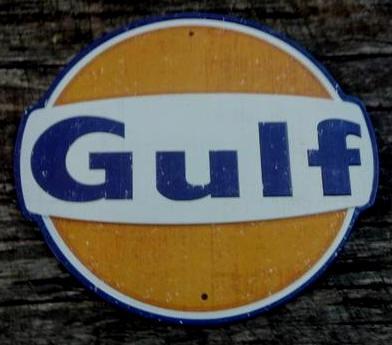 GULF DIECUT METAL SIGN