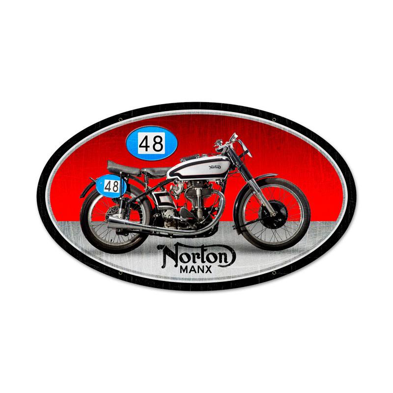 NORTON MANX OVAL METAL SIGN
