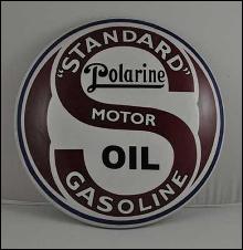 STANDARD POLARINE MOTOR OIL GASOLINE HEAVY METAL DOME SIGN 12