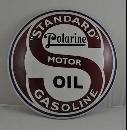 STANDARD POLARINE MOTOR OIL GASOLINE HEAVY METAL DOME SIGN 12
