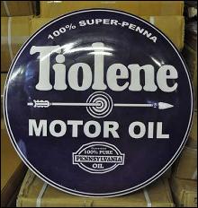 TIOLENE MOTOR OIL BIG RETRO METAL DOME SIGN 24