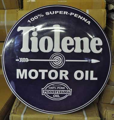 TIOLENE MOTOR OIL BIG RETRO METAL DOME SIGN 24