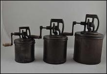 THREE METAL CHURNS SMALL MEDIUM LARGE