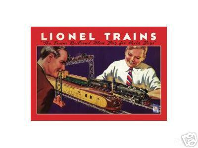 LIONEL TRAINS TIN METZL SIGN 1934