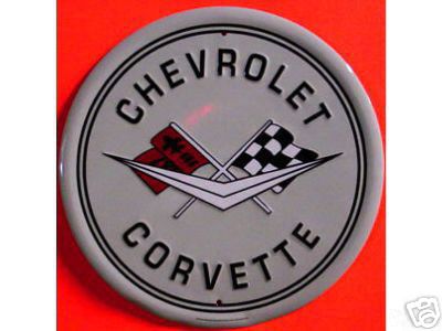 CHEVROLET CORVETTE ROUND TIN SIGN