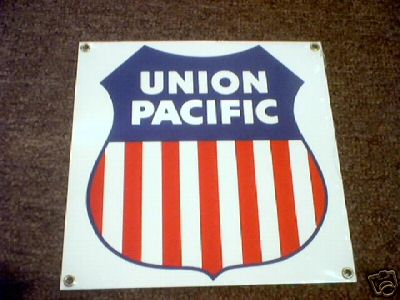UNION PACIFIC PORCELAIN COATED SIGN