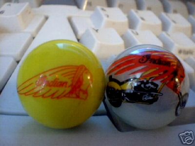 TWO INDIAN MOTORCYCLES GLASS LOGO MARBLES